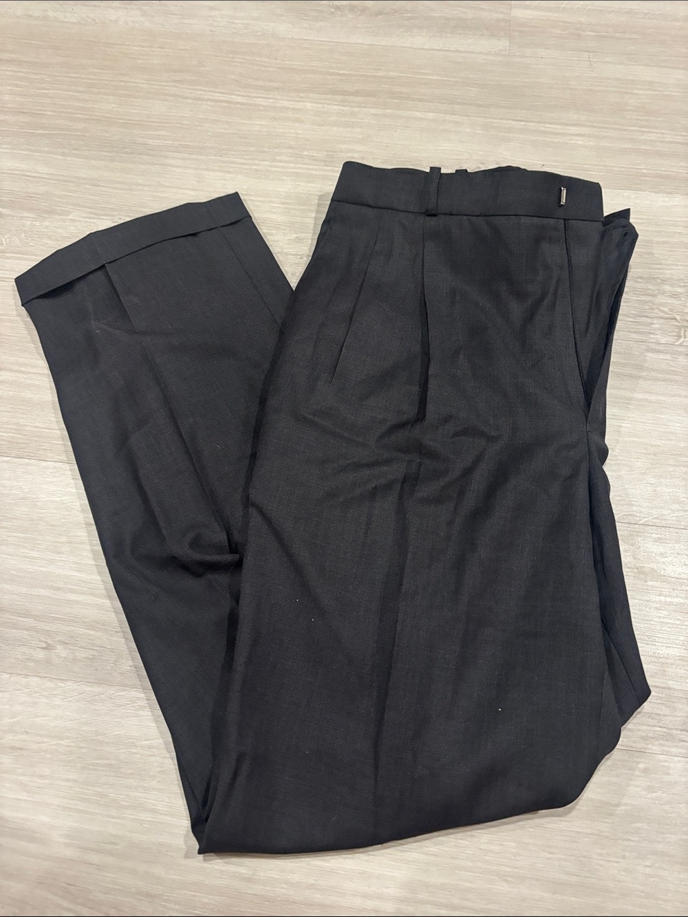 Men's Black Pleated Dress Trousers